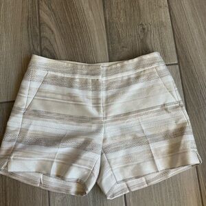 White House Black Market Striped Cream Shorts